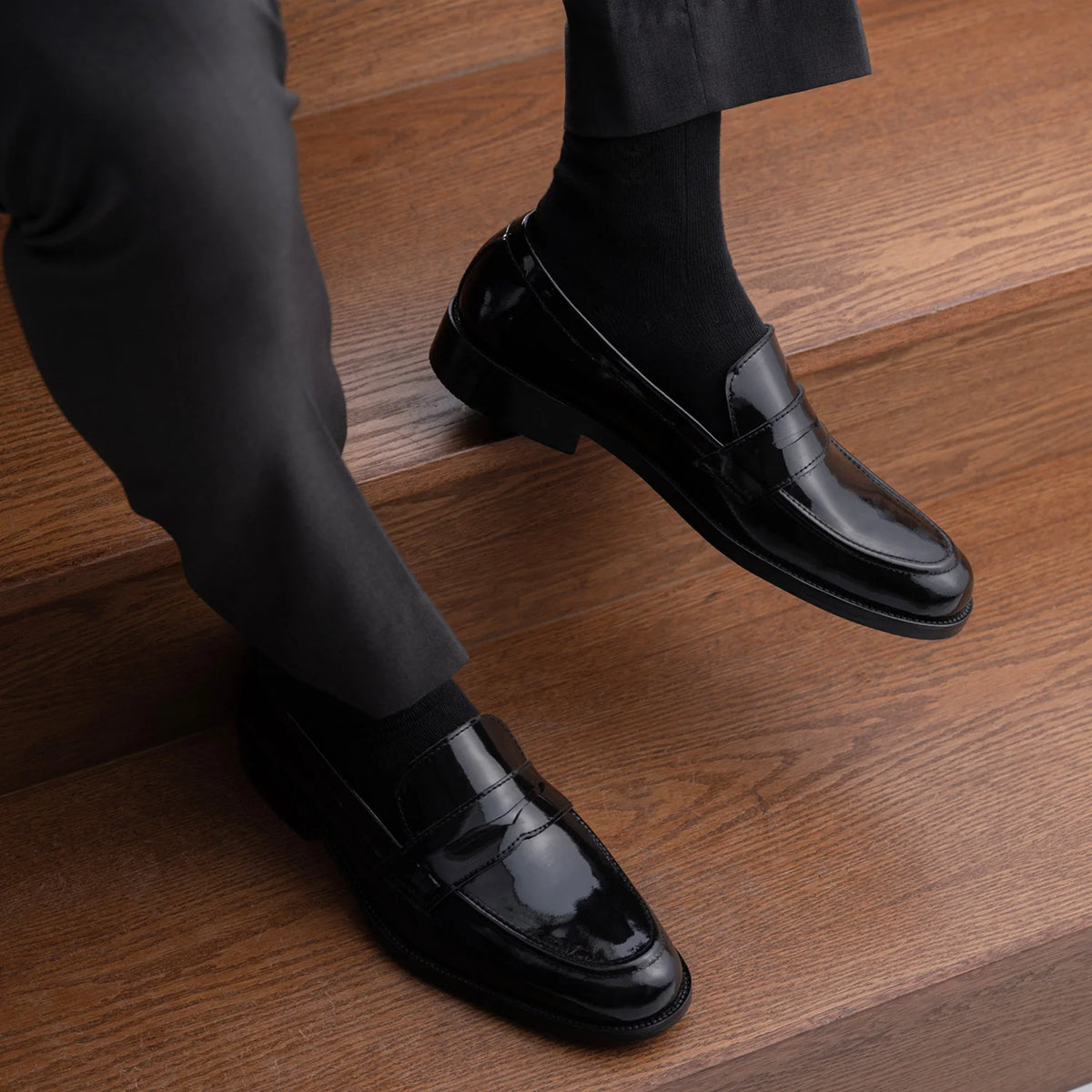 Orlaven Baxton Czarny Patent Skórzane mokasyny Męska footwear image 10