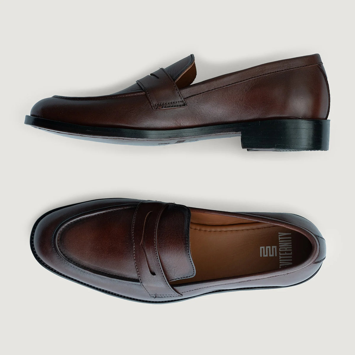 Baxton Burnished Brązowy Skórzane mokasyny Męska For Men - Wzmocniony zapiętek i precyzyjne podwójne szwy