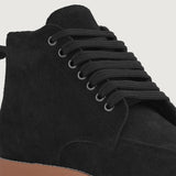 High-Traction Rubber Outsole & Lug Tread Pattern on Bearman Moc Toe Black Suede Boots