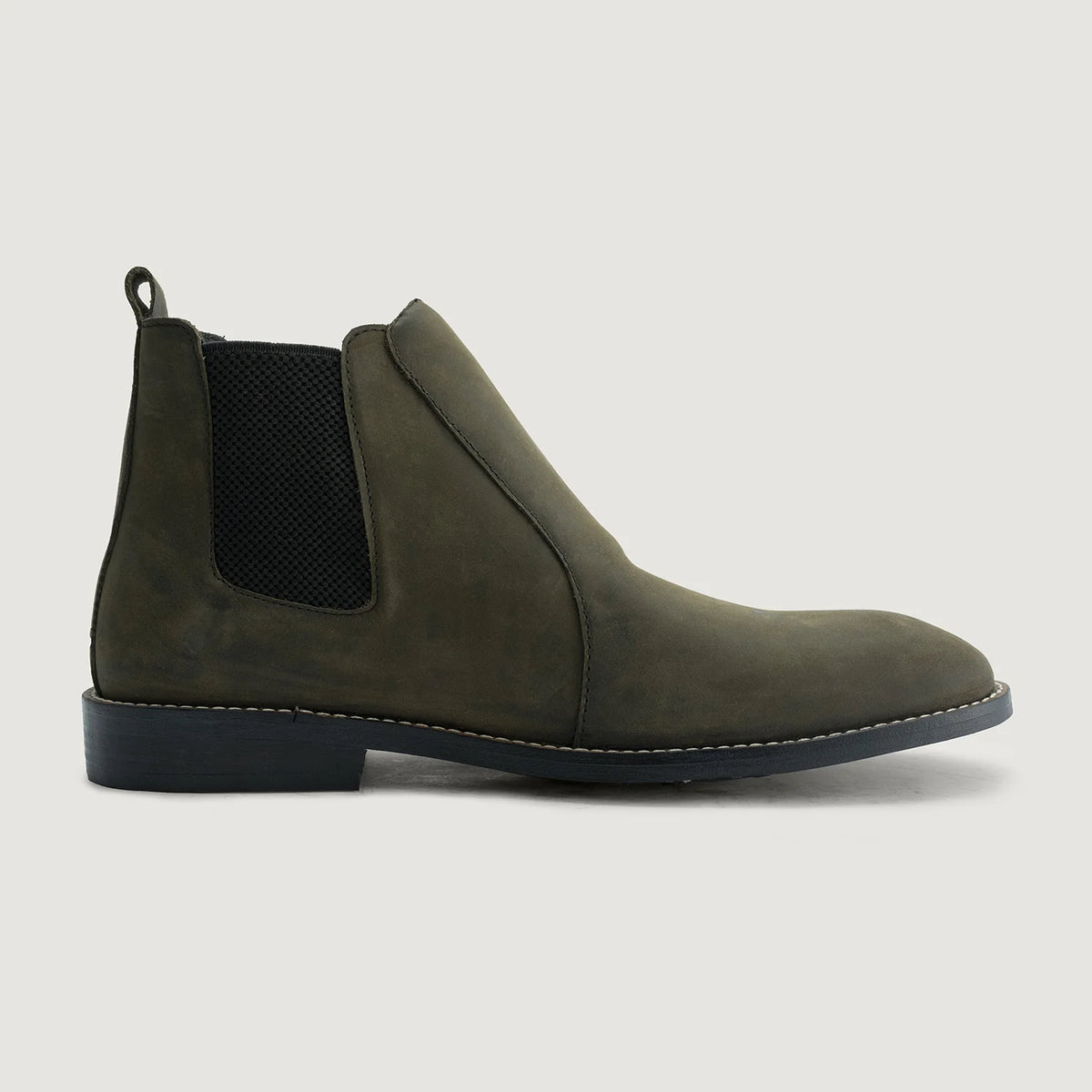 Olive Full-Grain leather Boots - Konstrukcja ramowa Goodyear welt i detal noska