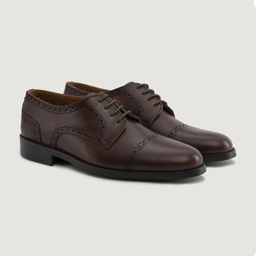 Dirk Brogues Derby Burnished Brązowa Leather Shoes Męska