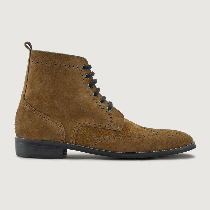 Duster Brogues Derby Brązowa Suede Leather Boots - StudGuard Męska