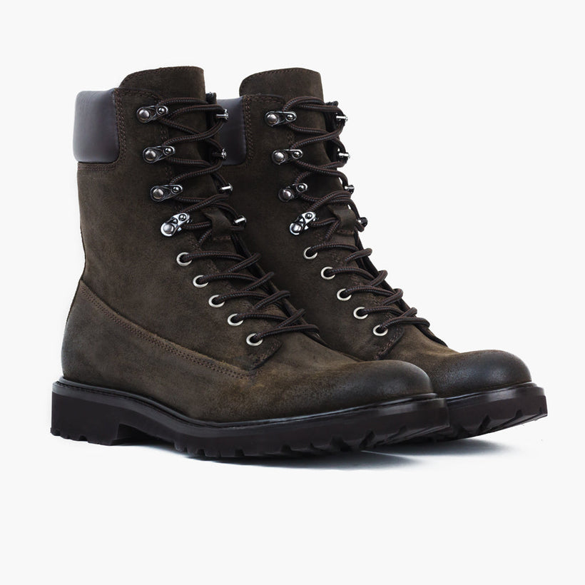 Explorer Dark Olive Suede Leather Boots Męska