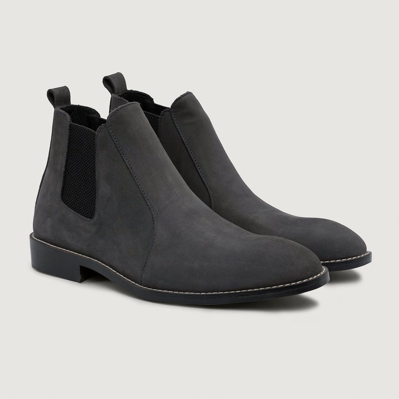 Clarkson Chelsea Grey Nubuck Leather Boots - StudGuard Męska