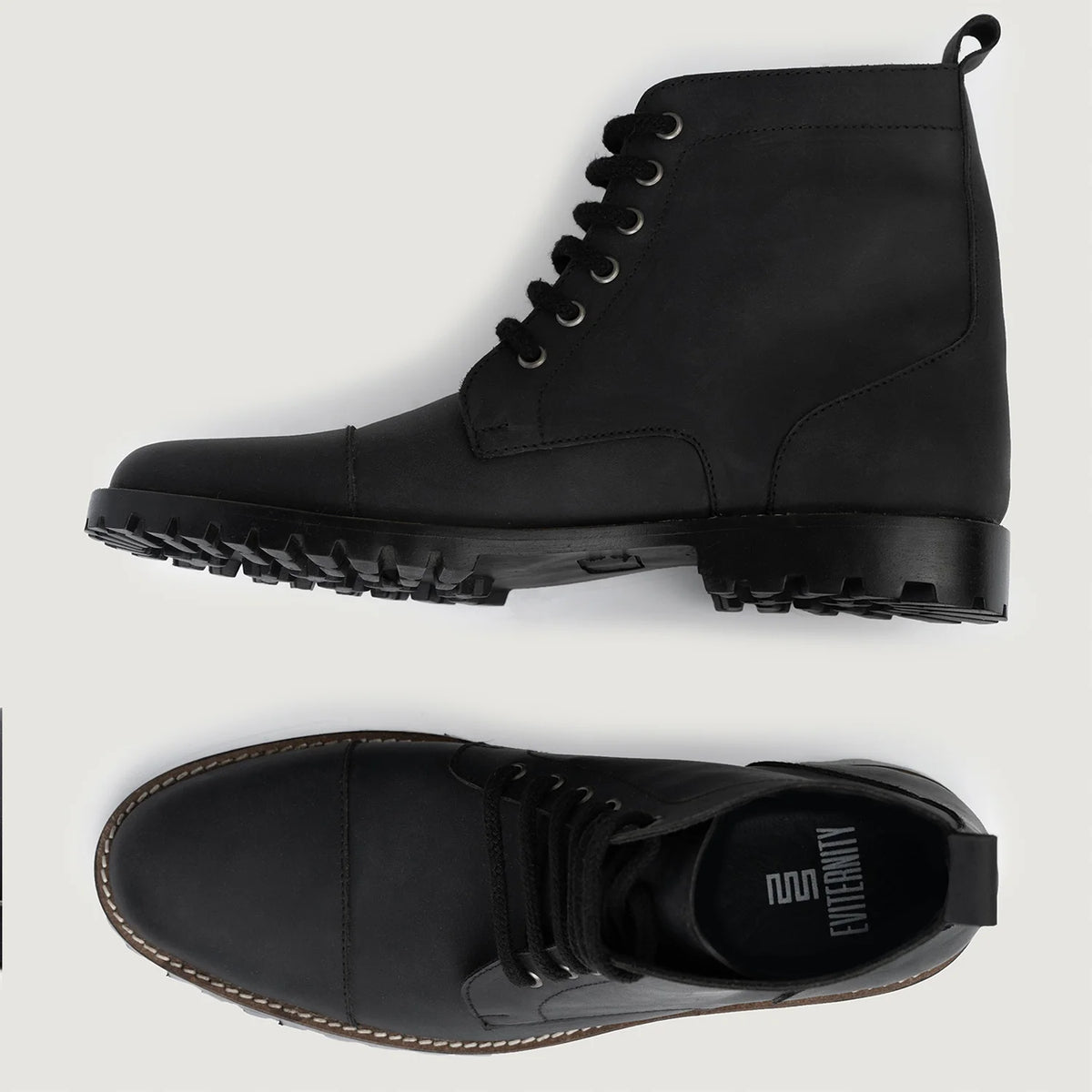 Knight Derby Matte Black Pullup Leather Boots TerraGrip For Men - Wzmocniony zapiętek i precyzyjne podwójne szwy