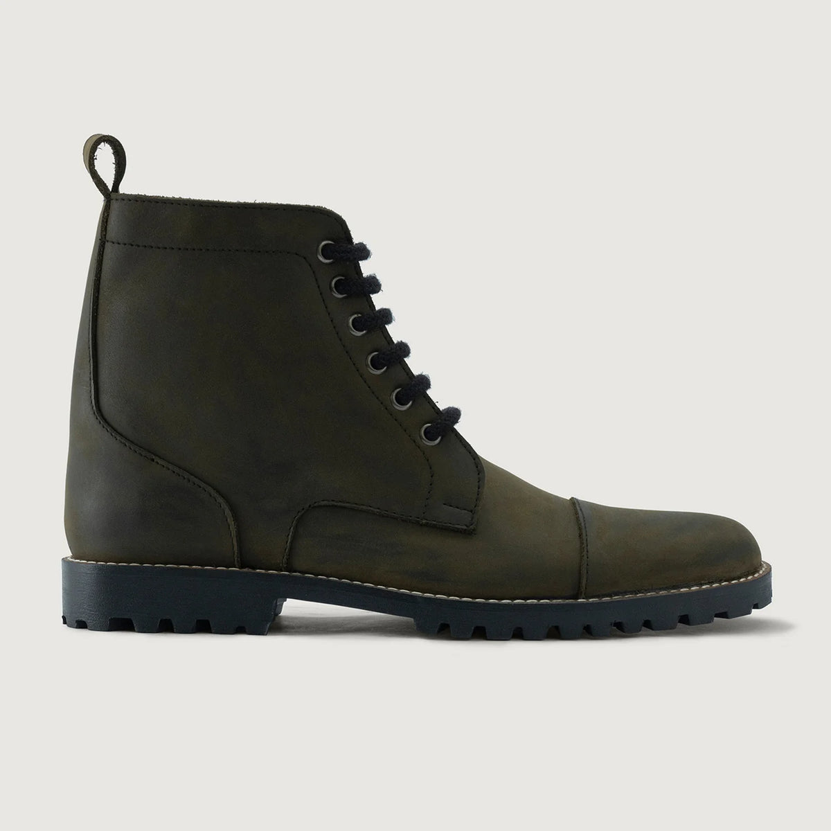 Olive Green Full-Grain leather Boots - Konstrukcja ramowa Goodyear welt i detal noska