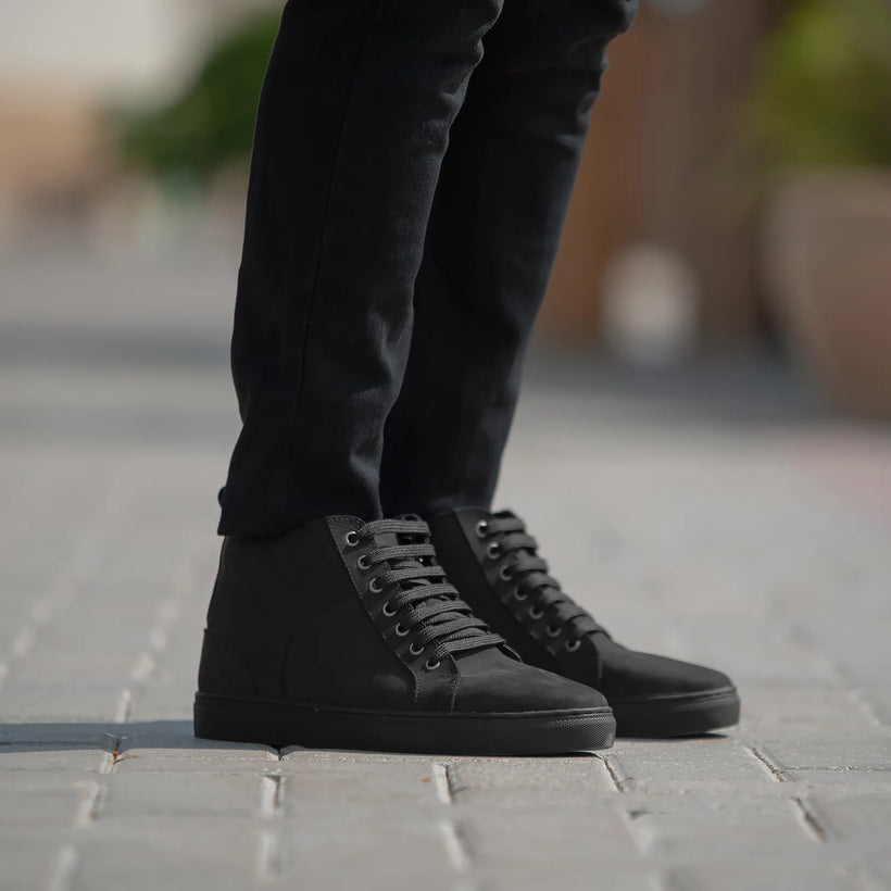 Marty High Top Czarny Nubuck Skórzane sneakersy Męska