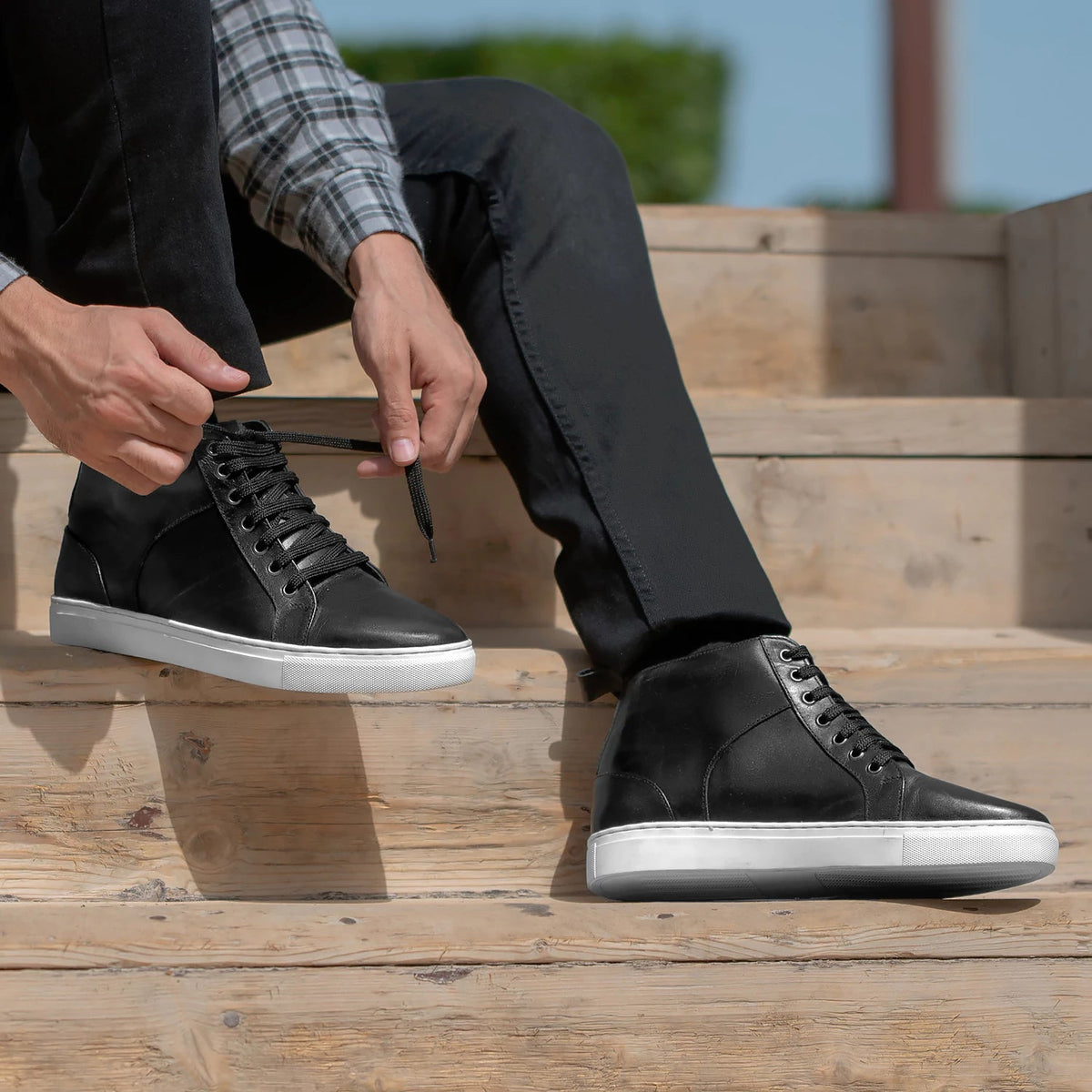 Orlaven Marty High Top Czarny Skórzane sneakersy Męska footwear image 10