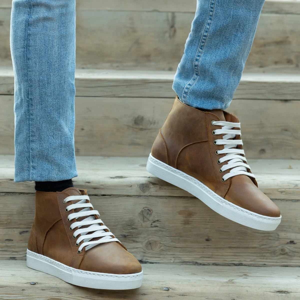 Orlaven Marty High Top Burnt Copper Pullup Skórzane sneakersy Męska footwear image 9