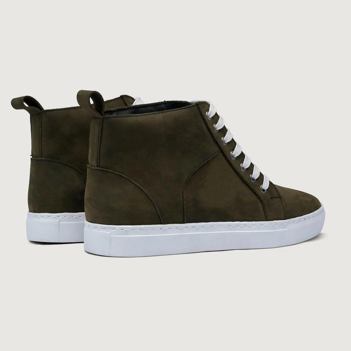 Marty High Top Olive Pullup Skórzane sneakersy Męska For Men - Wzmocniony zapiętek i precyzyjne podwójne szwy