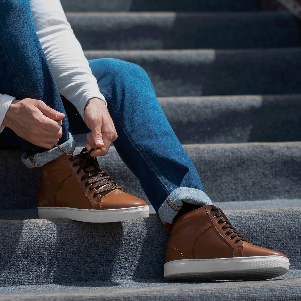 Orlaven Marty High Top Jasnobrązowy Skórzane sneakersy Męska footwear image 10