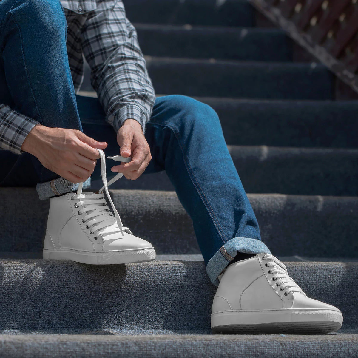 Orlaven Marty High Top White Skórzane sneakersy Męska footwear image 10