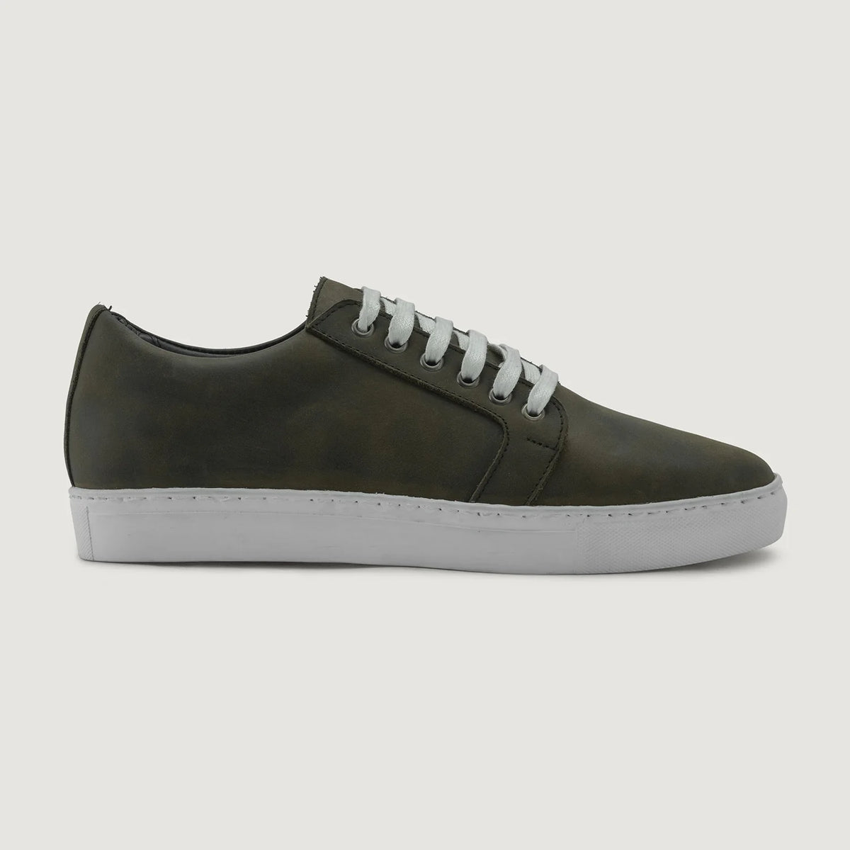 Olive Full-Grain leather Sneakers - Konstrukcja ramowa Goodyear welt i detal noska