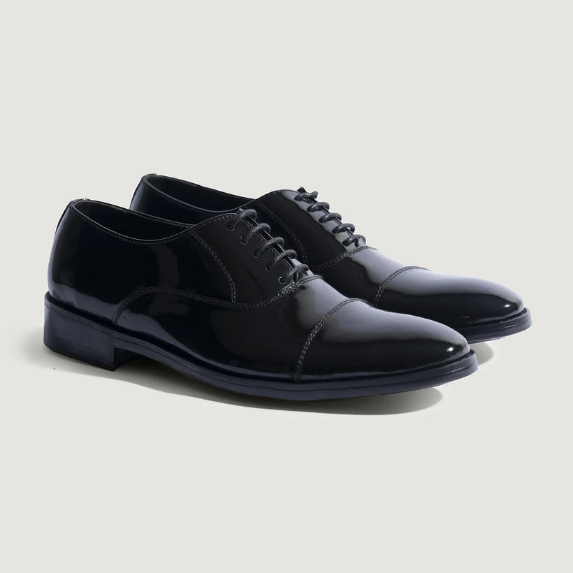 Professor Oxford Czarna Patent Leather Shoes Męska