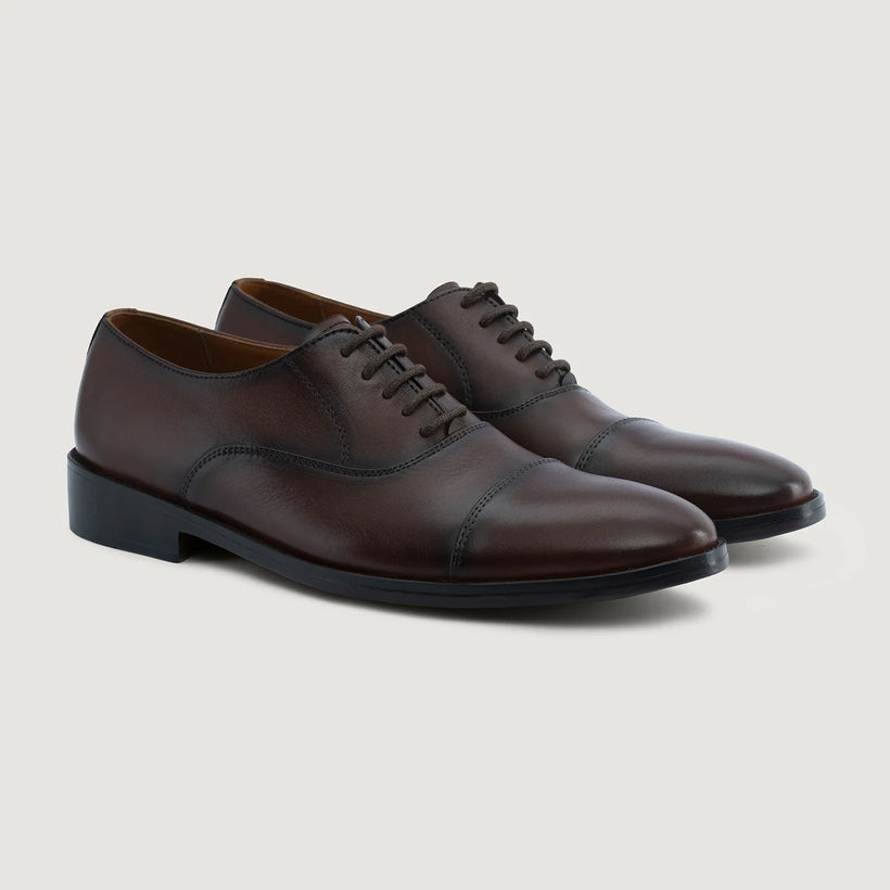 Professor Oxford Burnished Brązowa Leather Shoes Męska