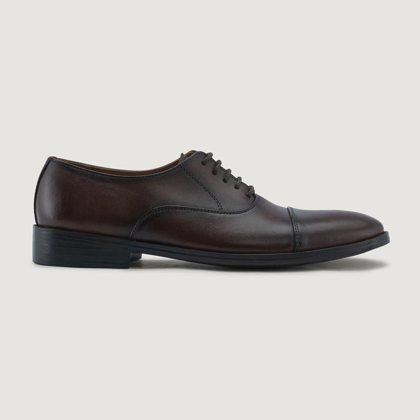 Professor Oxford Burnished Brązowa Leather Shoes Męska