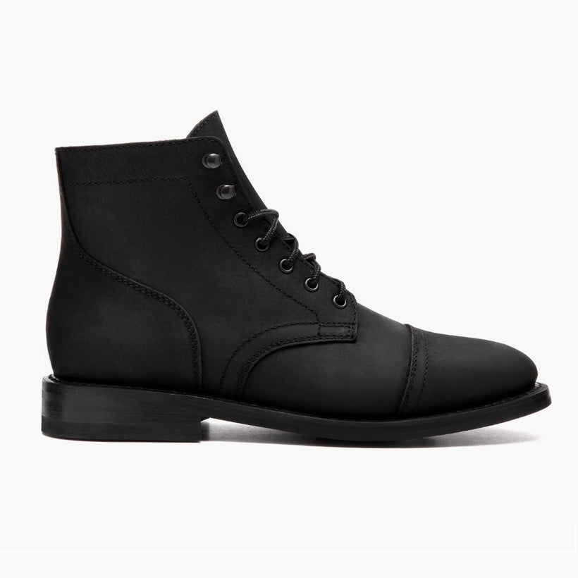 Captain Czarna Matte Leather Boots Męska