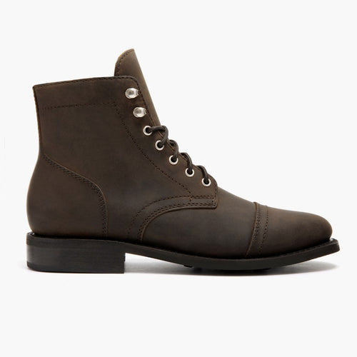 Captain Tobacco Leather Boots in Classic Full-Grain Leather - Lateral Side Profile View | Buy Online