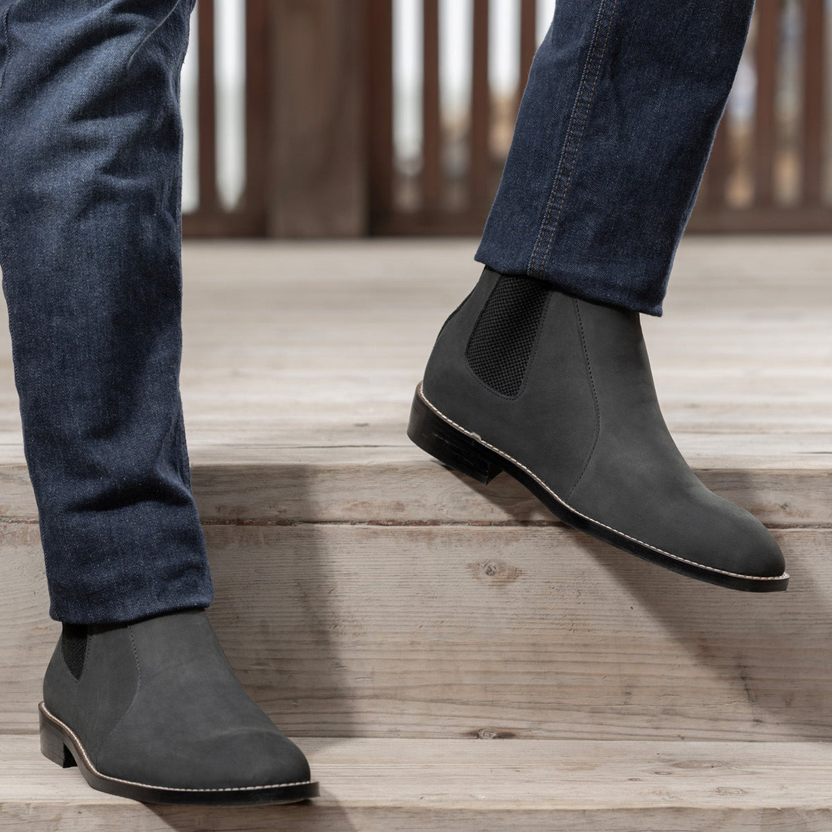 Orlaven Clarkson Chelsea Grey Nubuck Skórzane trzewiki - StudGuard Męska footwear image 9