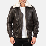 Men's Airin G-1 Brązowa Skórzana Kurtka Bomberka Męska in Brown Sheepskin Leather - Front Profile View &amp; Tailored Silhouette | Buy Online