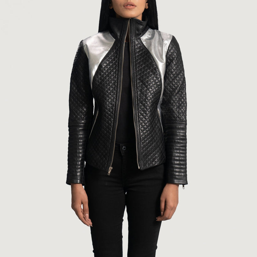 Alia Metallic Czarna Skórzana Ramoneska Damska