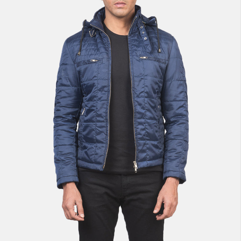 Alps Quilted Blue Hooded Windbreaker Kurtka Skórzana Męska