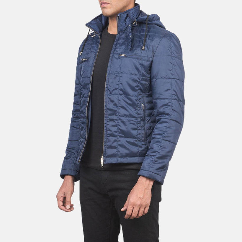 Alps Quilted Blue Hooded Windbreaker Kurtka Skórzana Męska
