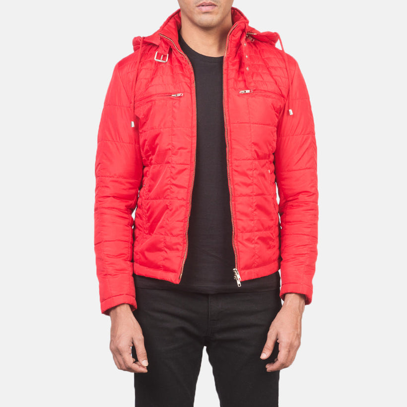 Alps Quilted Red Hooded Windbreaker Kurtka Skórzana Męska