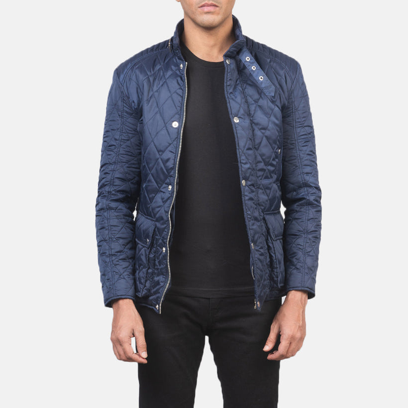 Barry Quilted Blue Windbreaker Kurtka Skórzana Męska