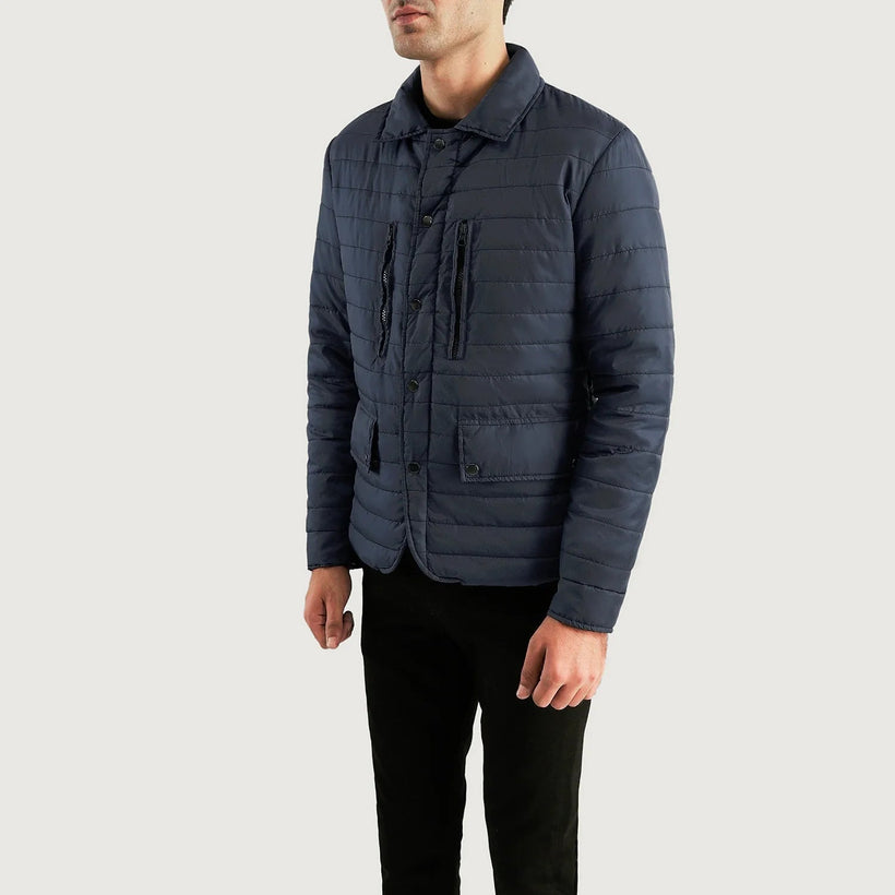 Bo Quilt Windbreaker Kurtka Skórzana Męska