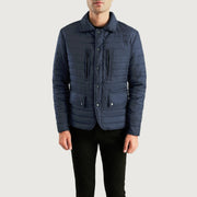 Men's Bo Quilt Windbreaker Kurtka Skórzana Męska - Lateral Side Profile View Showing Sleeve Cut &amp; Athletic Taper Fit
