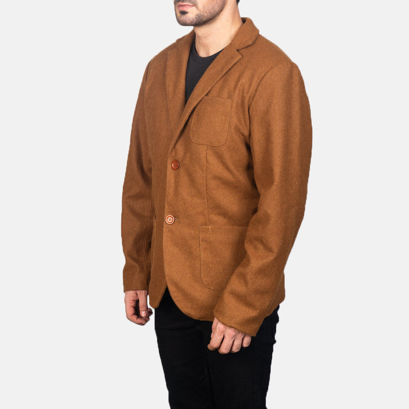 Borges Khaki Wool Skórzana Marynarka Męska