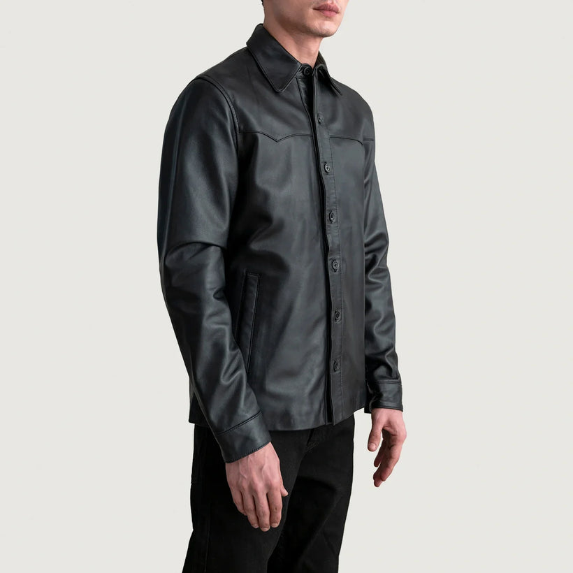 Bronco Czarna Leather Shirt Męska