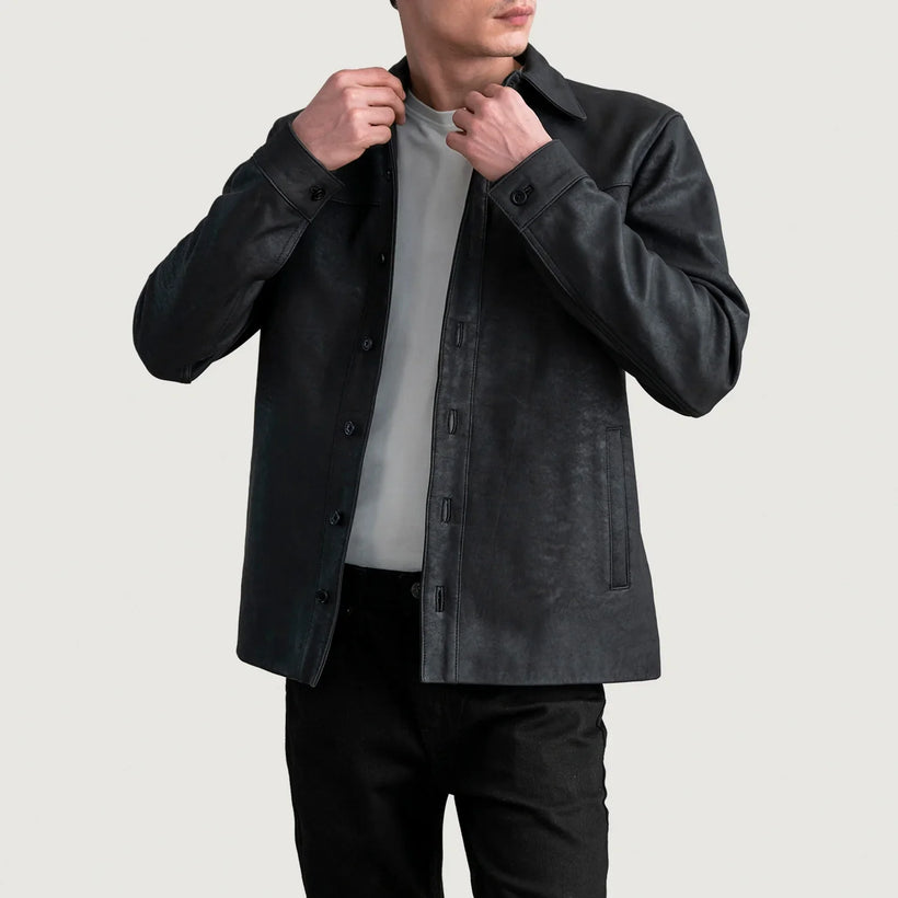 Bronco Tumbled Czarna Leather Shirt Męska