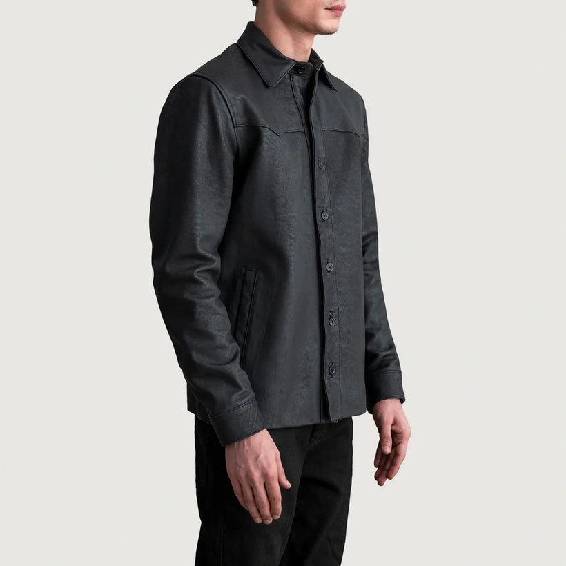 Bronco Tumbled Czarna Leather Shirt Męska