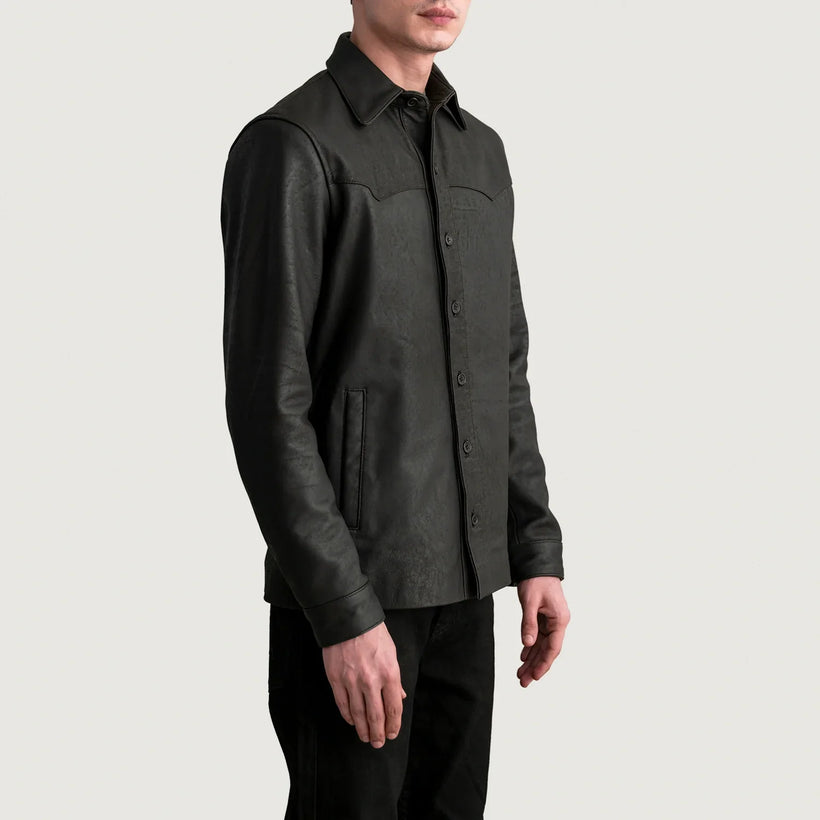 Bronco Tumbled Brązowa Leather Shirt Męska