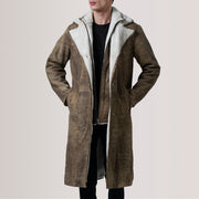 
Cai Distressed Brązowy Leather Shearling Skórzany Płaszcz Męska - Widok z przodu i dopasowana sylwetka | Kup online w oficjalnym sklepie