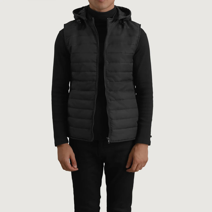 Carlo Czarna Hooded Puffer Vest Męska