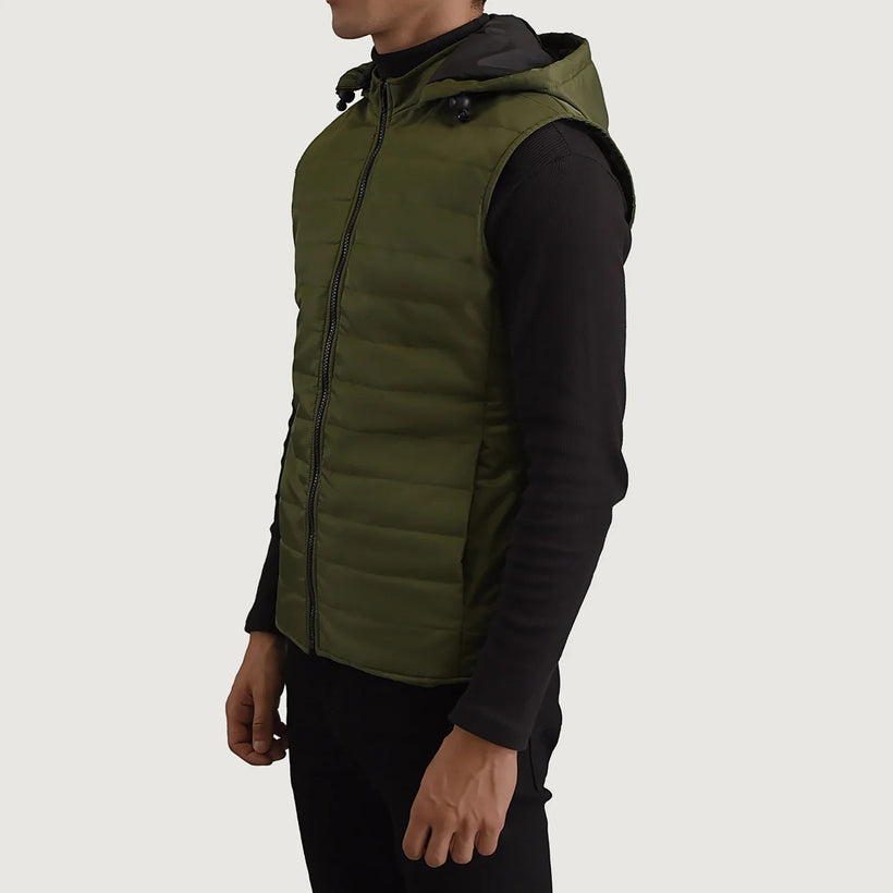 Carlo Green Hooded Puffer Vest Męska