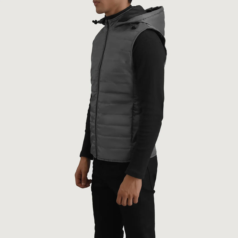 Carlo Grey Hooded Puffer Vest Męska