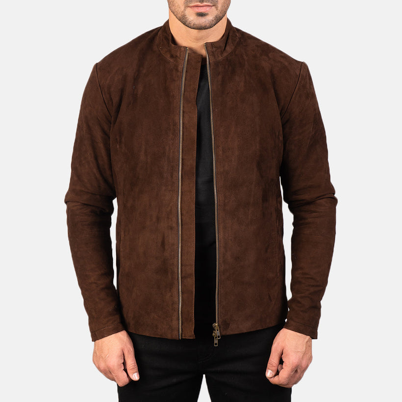 Charcoal Mocha Suede Skórzana Ramoneska Męska
