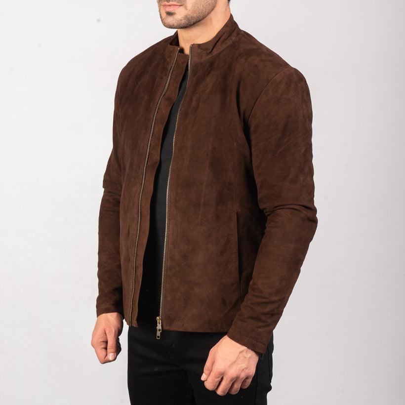 Charcoal Mocha Suede Skórzana Ramoneska Męska
