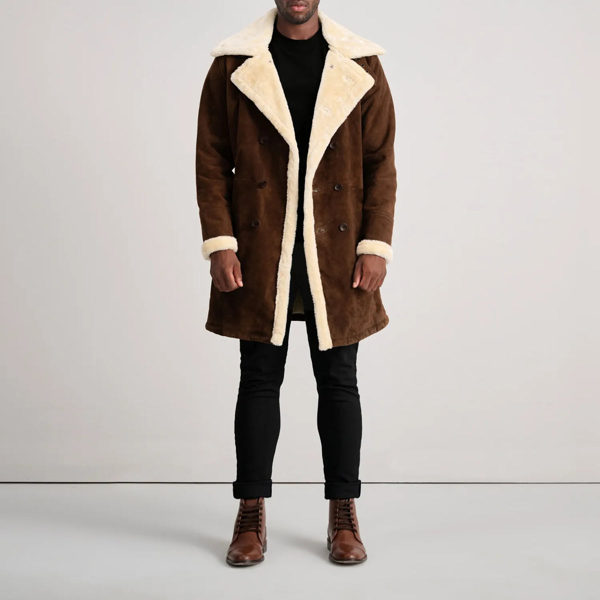 
Charles Skórzany Płaszcz Brązowy Shearling Skórzany Płaszcz Męska – alternate product view 3