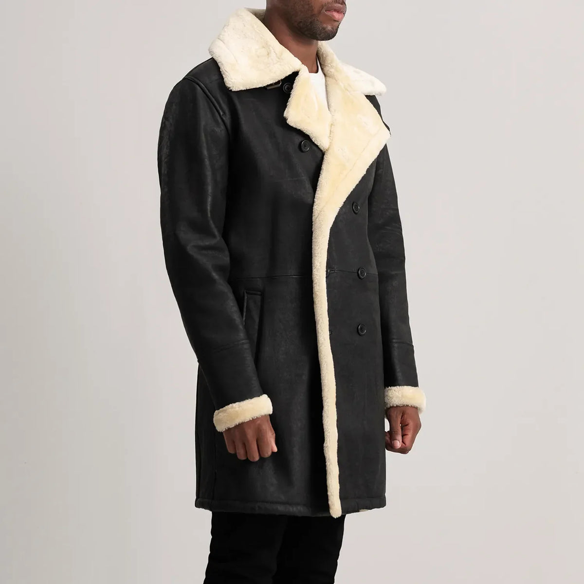 
Charles Skórzany Płaszcz Brązowy Shearling Skórzany Płaszcz Męska – alternate product view 2