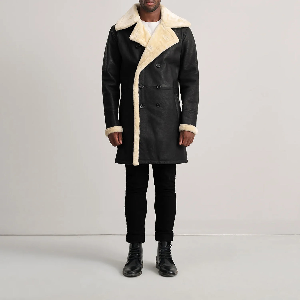 
Charles Skórzany Płaszcz Brązowy Shearling Skórzany Płaszcz Męska – alternate product view 3