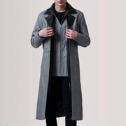 
Charlton Grey Leather Single Breasted Skórzany Płaszcz Męska For Men in Grey Sheepskin Leather - Widok z przodu i dopasowana sylwetka | Kup online w oficjalnym sklepie