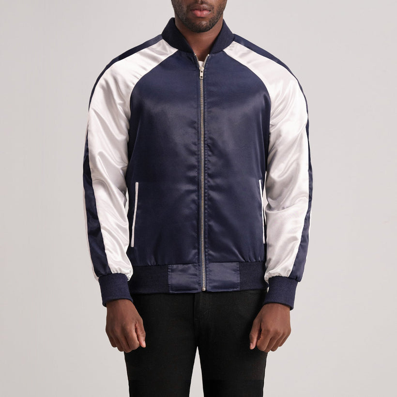 Clarke Blue Varsity Kurtka Skórzana Męska