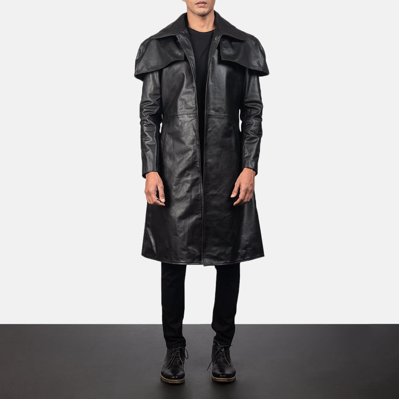 Classic Czarna Leather Duster Męska