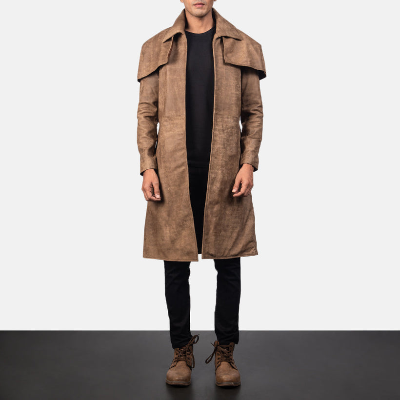 Classic Brązowa Leather Duster Męska
