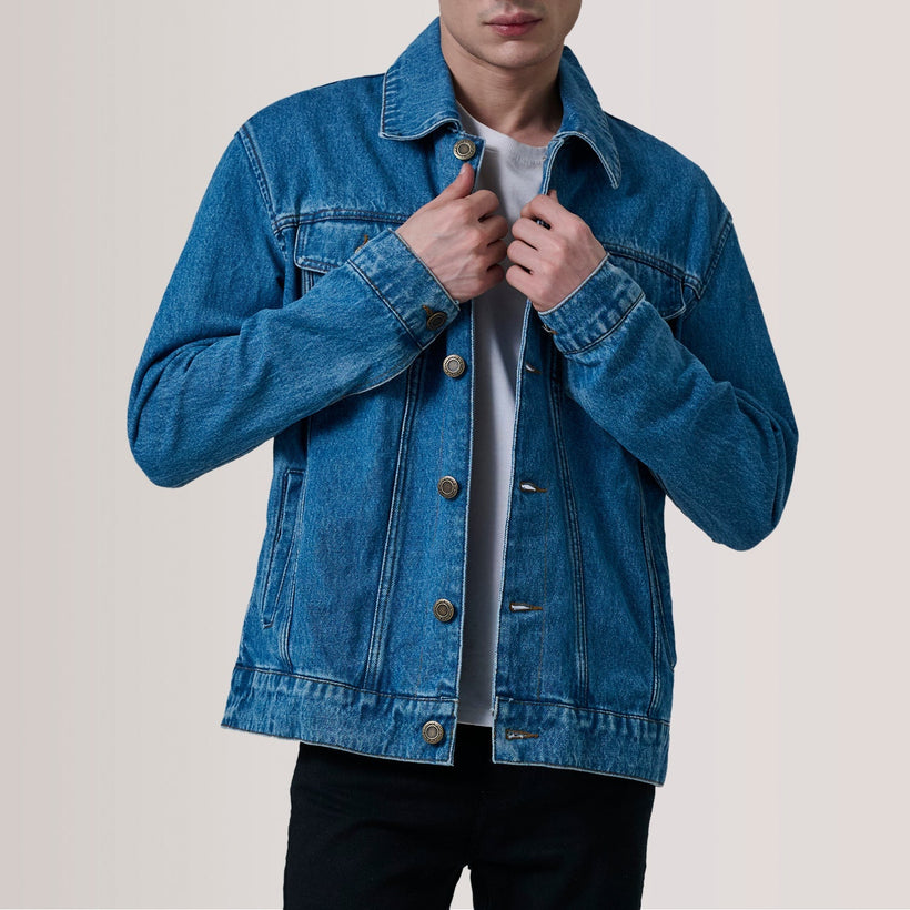 Conard Blue Denim Trucker Kurtka Skórzana Męska
